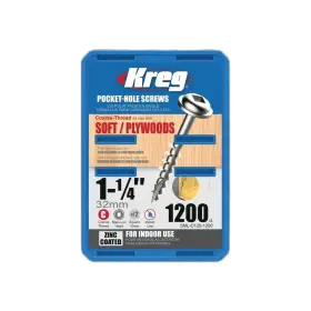 Sml-c125-1200 Kreg #8 1-1/4 Inch Coarse Maxi-loc Washer Head Zinc Pocket Hole Scr