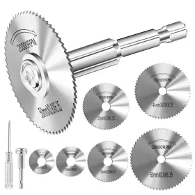 Kuenuilr 618202163487 Cutting Wheel For Drill 1/4 Inch Hex Shank Rotary Saw 6pcs Hss Sliver