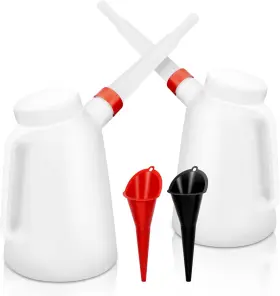Ladyrosian 611830737273 2 Pack Oil Measuring Container 5 Quart 320 Ounces White Black Red