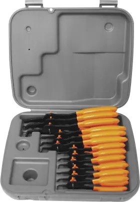 3595 Lang Tools 644978746654 12 Piece V-notch Retaining Ring Pliers Black Yellow