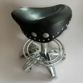 Bsbs-28 Larin Corporation Pneumatic Leather Saddle And Chrome Biker Bar Stool Bsbs-2