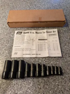 70489 Lisle 70480 Nos Master Tap Socket Set 11 Sockets - Made In The Usa