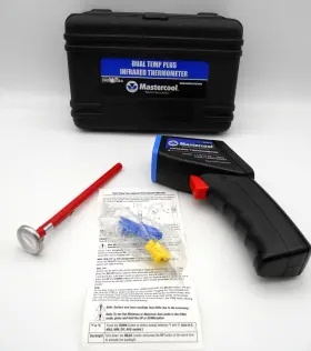 52225-a Mastercool Dual Temp Plus Infrared Thermometer With Case Probe - Working