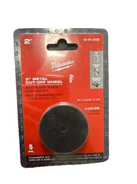 Milwaukee 045242577385 New 49-94-2000 2 Inch Metal Cut Off Wheel 5 Pack