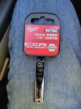 45-34-9048 Milwaukee Tool 1/4 Inch Drive 10mm Metric Deep Socket With Four Flat