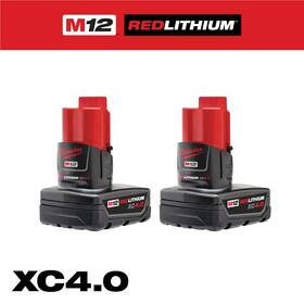 Milwaukee Tool 48-11-2442 M12 Redlithium Xc4.0 Battery - Two Pack
