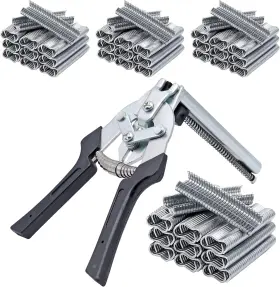 Minyulua 710891981219 Type M Hog Nail Ring Pliers Kit With 2400pcs Clips Black Silver