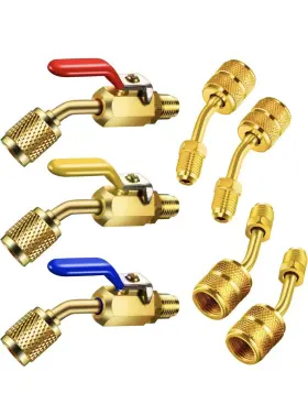 X0027sgar Mudder 7 Pieces Air Conditioning Refrigerant Angled Compact Ball Valve 1/4