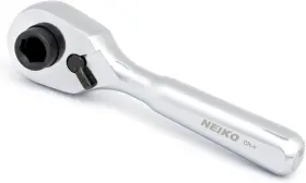03002a Neiko Stubby Ratchet 1/4 Inch Wrench Drive Silver