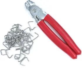 43312-7357 Nidaye Straight Hog Ring Pliers Set And 200pcs Galvanized Rings Upholstery Red