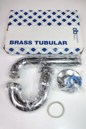 701-1 Oatey 17 Gauge Dearborn Db P-trap 1 1/4 Inch Brass Chrome Plated With Flange