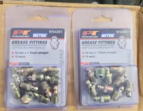 W54261 Performance Tool Lot 2 10mm X 1mm Short Straight Grease Fitting