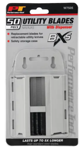 W7505 Performance Tool 50 Pk. Bx5 Utility Knife Blades