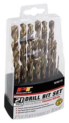 W9018 Performance Tool 21pc Twist Drill Set Titanium Coated