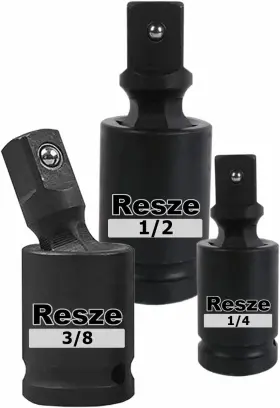 Resze-3pc Resze 3 Pcs Universal Joint Swivel Socket Adapter Set 1/4 Inch 3/8 & 3pc Black