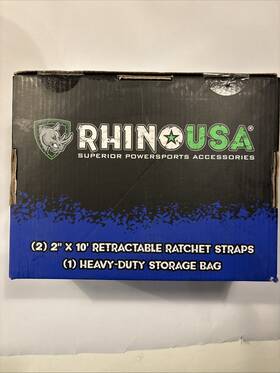 Rhino Usa Inc. 810109890804 2 X 10 Inch X2 Retractable Ratchet Straps And Heavy-duty Storage Bag Set