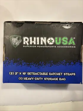 Rhino Usa Inc. 810109890804 2 X 10 Inch X2 Retractable Ratchet Straps And Heavy-duty Storage Bag Set
