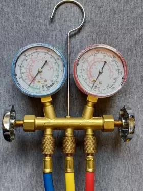 Robinair 48134a Brass Manifold Hose Set R134a A/c Gauges With Service Couplers