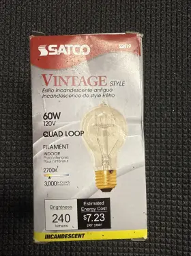 S2419 Satco Products 60w A19 Dimmable Incandescent Light Bulb With Medium Base
