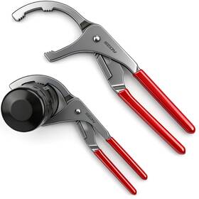 Sedy 82037 Oil Filter Wrench Set 9 Inch And 12 Adjustable Dark Grey / Red