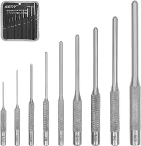 T97366 Sedy 9-piece Roll Pin Punch Set - Fast Removal Durable 1/16 Inch -5/16 Silver