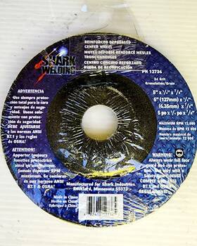 Shark Welding 12736 5 Inch 1/4 7/8 Type 27 Aluminum Oxide - 24 Grit