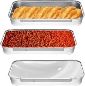 21.8x15.5x3.1cm Simarro 609365 1 0vnrm6bgi 3 Pcs Breading Trays Set Stainless Steel