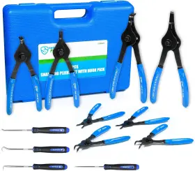 St167022 Smotivepro Heavy Duty Snap Ring Pliers Set 8pcs Convertible Internal External Blue