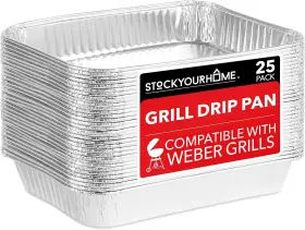2095 Stock Your Home 2 Inch Aluminum Drip Pan 25 Count Disposable Foil Liner