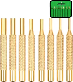 Sw-66008 Swanlake Garden Tools 8-piece Brass Punch Set Removing Repair Yellow