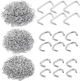 S-1323 Swpeet 1500pcs 3/4 Inch 1/2 3/8 Galvanized Hog Rings Assortment Stainless Steel