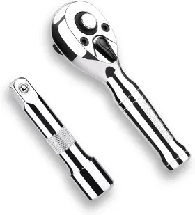 Tiosamd 679872816400 Stubby Ratchet Set- 3/8 Inch Drive Handle With A Extension Bars Silver