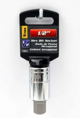 15662 Titan 43 Hex Bit Socket 1/2 Inch Drive Chrome