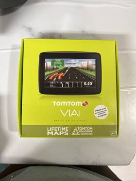 Tomtom 636926057387 Via 1400m Gps Mountable With Charger Open Box Lifetime Maps
