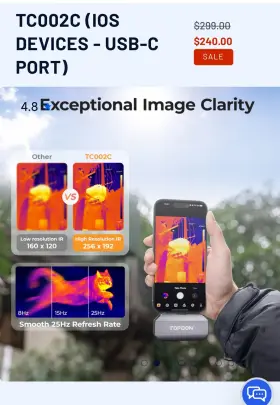 Td521d0041 Topdon Usa Inc Thermal Imaging Camera Designed For Ios Type-c Devices 256x192 Resolution