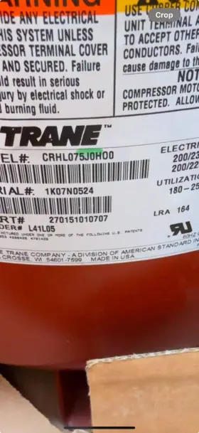 Com11140 Trane Compressor 7.5ton 230v 3ph