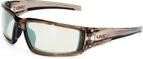 S2963 Uvex Honeywell Ademco Hypershock Safety Glasses Brown Frame With