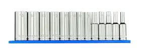 Vim Tools 092308930387 12 Pc. 3/8 Inch Dr. Metric Socket Set With Blue Magrail Sm600