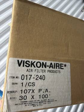 Viskon-aire Filters Vis.017-240 Viskon-aire 30 Inch W X 100 Ft 2.5 D 107x Paint Arrestor Roll