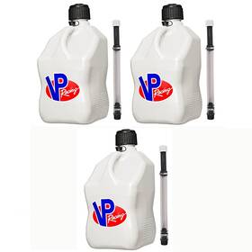 Vp Racing 5649 5.5 Gallon Motorsport Square Utility Jug White Deluxe Filler Hoses 3-pack