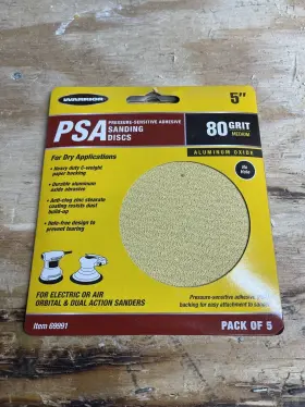 69990 Warrior 69991 Warior 5 Inch Psa Sanding Disc 80 Grit No Hole 10 Packs Of Five Total 50