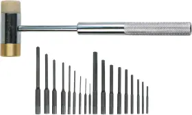 110128 Wheeler Master Roll Pin Punch Set With Dual Sided Hammer One Size Silver