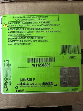 W11236899 Whirlpool Brand New Genuine Jennair/whirlpool Control Panel Assy Oem Part #w11236899