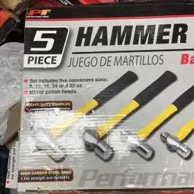 M7134 Wilmar Corp. / Performance Tool 5pc Ball Pein Hammer Set Fiberglass Handles