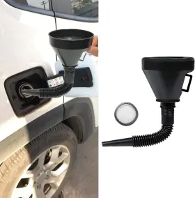 Qph1050 Winuerk Oil Funnel With Hose Wide Mouth Gas Plastic Long Neck Black