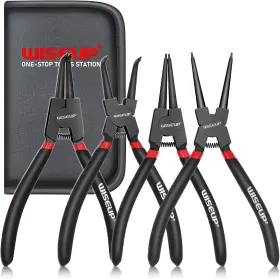 4pcs-7 Wiseup 010801 010802 010803 010804 Snap Ring Pliers Set Heavy Duty Inch 7 Black