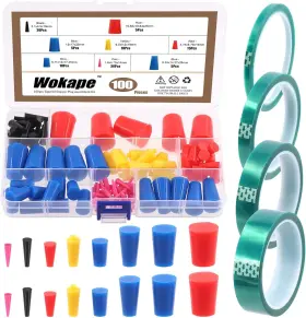 W349 Wokape 105pcs Powder Coating Plug Kit With Pet Masking Tape High Temp Yellow