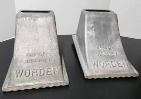3265159 Worden 32s5159 Vintage Pair Of Vehicle Aluminum Wheel Chock Patent Chocks