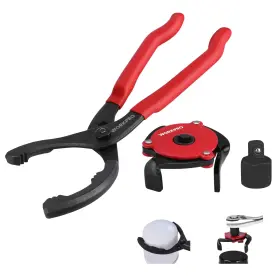 Workpro 820909616924 2-piece Oil Filter Wrench Set 12 Inch Adjustable Red And Black