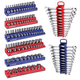 Workpro W004738ae Socket And Wrench Organizer Set 8pc Magnetic 1/4 3/8 1/2 Drive Metric Sae